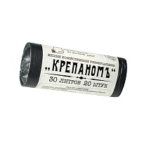 Мешки для мусора 30 л, черные, в рулоне 20 шт., ПНД, 7 мкм, 560х440 мм, Крепаномъ, 4607075710580 в Калуге
