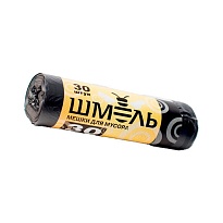 Мешки для мусора 30 л, черные, в рулоне 30 шт., ПНД, 7 мкм, 600х500 мм, ШМЕЛЬ, 4625 в Калуге