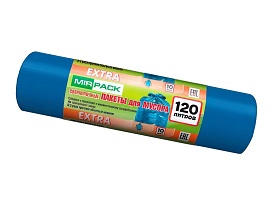 Мешки для мусора 120 л, синие, в рулоне 10 шт., ПНД, 14 мкм, 1100х700 мм, EXTRA, ex1201802 в Калуге