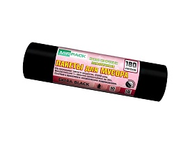 Мешки для мусора 180 л, ароматизированные, черные, в рулоне 10 шт., ПВД, 50 мкм, 1100х930 мм, EXTRA black, 18008301 в Калуге
