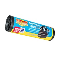 Мешки для мусора 120 л, черные, в рулоне 10 шт., ПНД, 15 мкм, 1100х700 мм, Крепак, 4607075710214 в Калуге