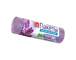 Мешки для мусора 60 л, ароматизированные, Лаванда, сиреневые, в рулоне 20 шт., ПНД, 9 мкм, 650х550 мм, GRIFON Aroma, 101-023 La в Калуге
