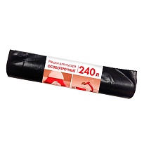 Мешки для мусора 240 л, черные, в рулоне 10 шт., ПВД 100 мкм, 1350х900 мм, Концепция Быта, 603887 в Калуге