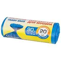 Мешки для мусора 90 л, синие, в рулоне 20 шт., ПНД, 14 мкм, 900х700 мм, LAIMA ULTRA, 607693 в Калуге