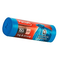Мешки для мусора 160 л, синие, в рулоне 10 шт., ПВД, 21 мкм, 1200х870 мм, PACLAN Big&Strong, 604075 в Калуге