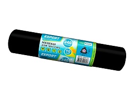 Мешки для мусора 240 л, черные, в рулоне 10 шт., ПВД 80 мкм, 1300х930 мм, EXPORT, exp 24010167 в Калуге