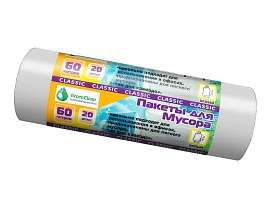 Мешки для мусора 60 л, белые, в рулоне 20 шт., ПНД, 7 мкм, 700х600 мм, MIRPACK Classik, 602052 в Калуге