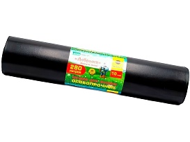 Мешки для мусора 280 л, ароматизированные, черные, в рулоне 10 шт., ПВД 110 мкм, 1400х930 мм, Добрыня, Dob28010black в Калуге