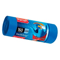 Мешки для мусора 160 л, с ушками, синие, в рулоне 10 шт., ПВД, 30 мкм, 1250х900 мм, PACLAN Multitop, 604064 в Калуге