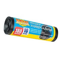 Мешки для мусора 180 л, черные, в рулоне 10 шт., ПНД, 20 мкм, 1150х800 мм, Крепак, 4607075710481 в Калуге