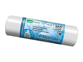 Мешки для мусора 300 л, белые, в рулоне 10 шт., ПВД 70 мкм, 1400х1000 мм, PREMIUM+, 300101602 в Калуге