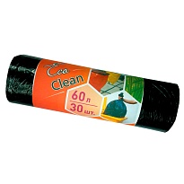 Мешки для мусора 60 л, черные, в рулоне 30 шт., ПНД, 6 мкм, 640х580 мм, Концепция Быта EcoClean, 603890 в Калуге