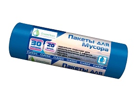 Мешки для мусора 30 л, синие, в рулоне 20 шт., ПНД, 7 мкм, 600х500 мм, MIRPACK Classik, 302041 в Калуге