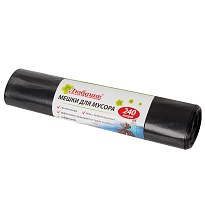 Мешки для мусора 240 л, черные, в рулоне 5 шт., ПВД 30 мкм, 1300х900 мм, Любаша, 605338 в Калуге