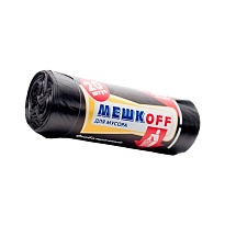 Мешки для мусора 60 л, черные, в рулоне 20 шт., ПНД, 9 мкм, 700х600 мм, МЕШКОFF, 4045 в Калуге